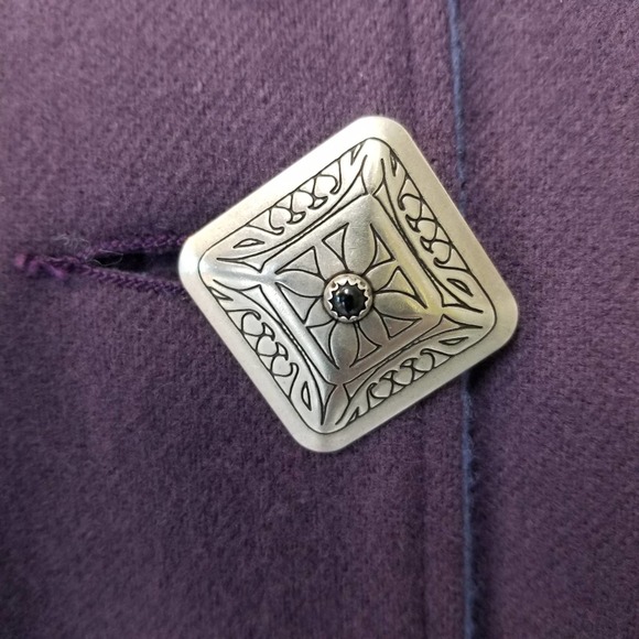 Wool Purple Duster Coat Silver Concho Buttons Accent - Picture 5 of 11